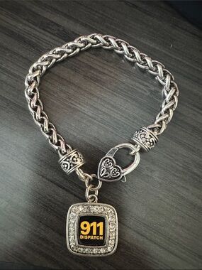 Silver-Tone 911 Dispatch Charm Bracelet